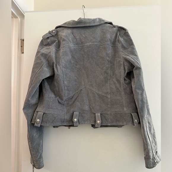Chelsea & Violet Gray Suede Leather Moto Motorcycle Jacket Women’s Lined size M - Picture 7 of 13